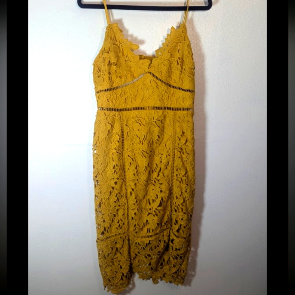 Elegant Mustard Lace Dress